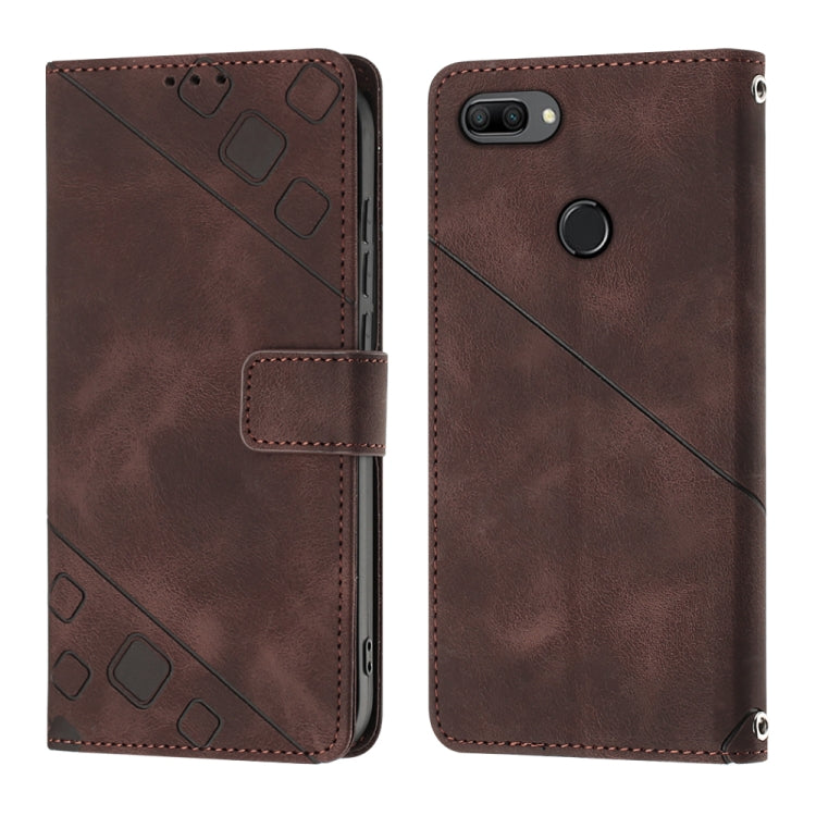 For Huawei Enjoy 7S/Honor 9 Lite/Honor 9i Skin-feel Embossed Leather Phone Case