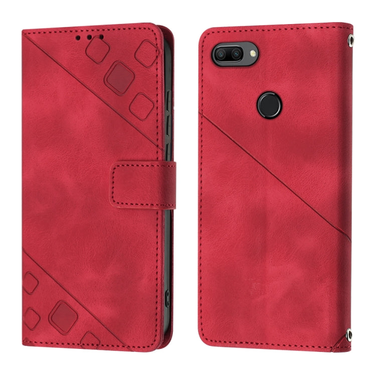 For Huawei Enjoy 7S/Honor 9 Lite/Honor 9i Skin-feel Embossed Leather Phone Case