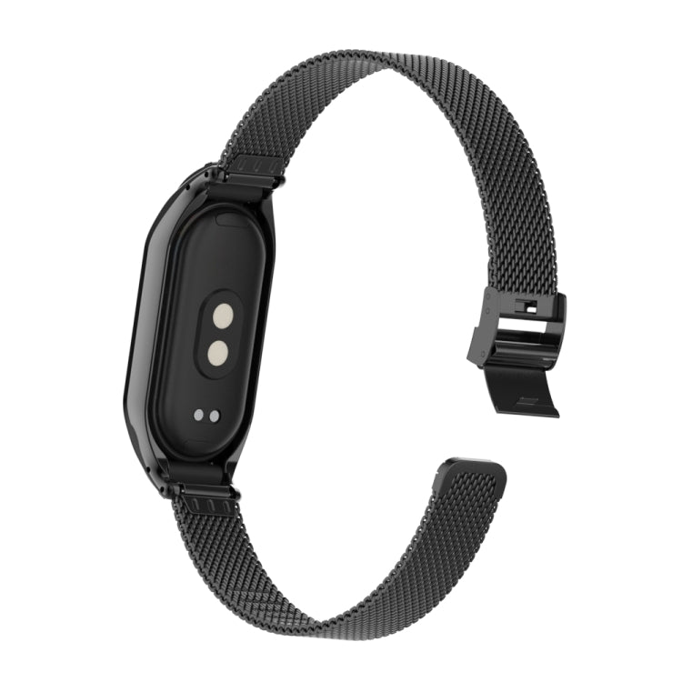 For Xiaomi Mi Band 8 Integrated Metal Case + Steel Mesh Slip Buckle Watch Band