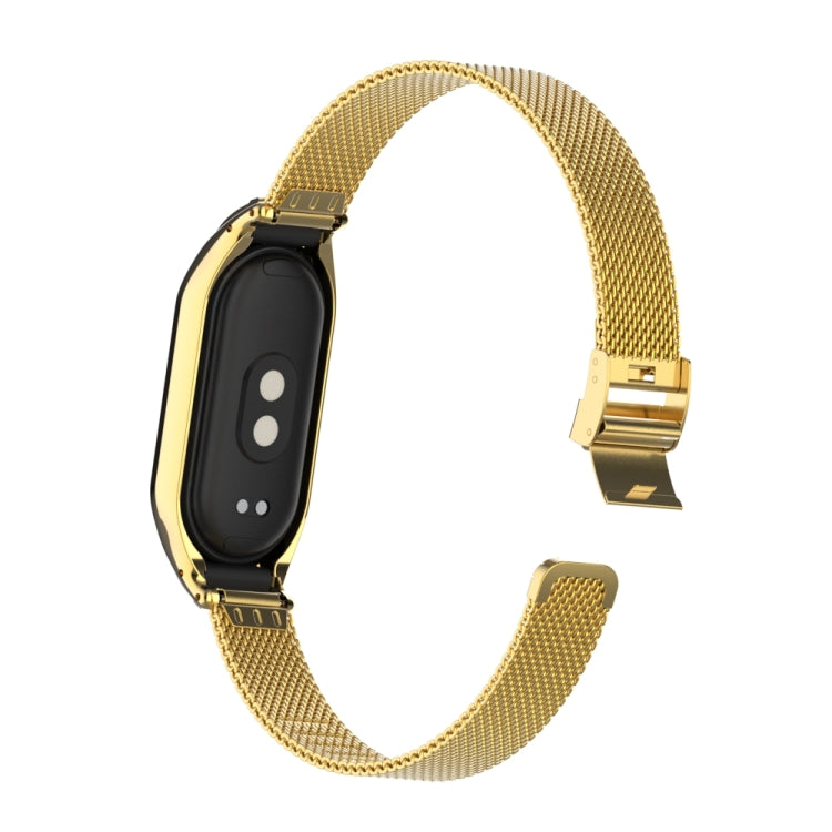 For Xiaomi Mi Band 8 Integrated Metal Case + Steel Mesh Slip Buckle Watch Band