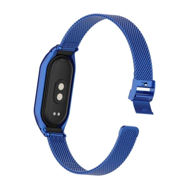 For Xiaomi Mi Band 8 Integrated Metal Case + Steel Mesh Slip Buckle Watch Band