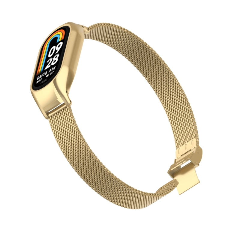 For Xiaomi Mi Band 8 Integrated Metal Case + Steel Mesh Slip Buckle Watch Band