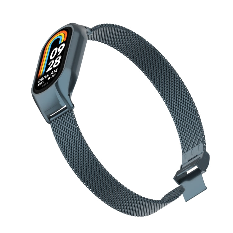 For Xiaomi Mi Band 8 Integrated Metal Case + Steel Mesh Slip Buckle Watch Band