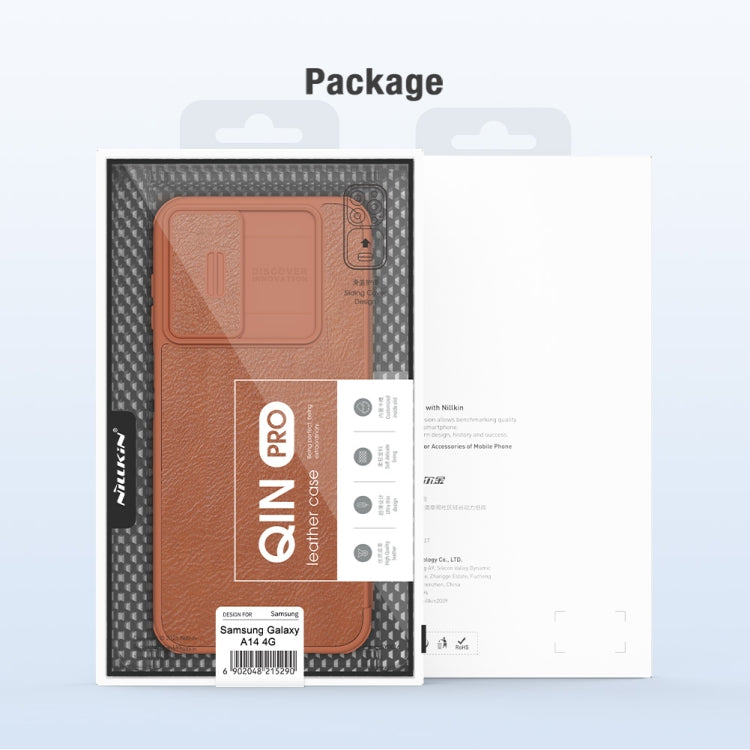 For Samsung Galaxy A14 4G NILLKIN QIN Series Pro Sliding Camera Cover Design Leather Phone Case