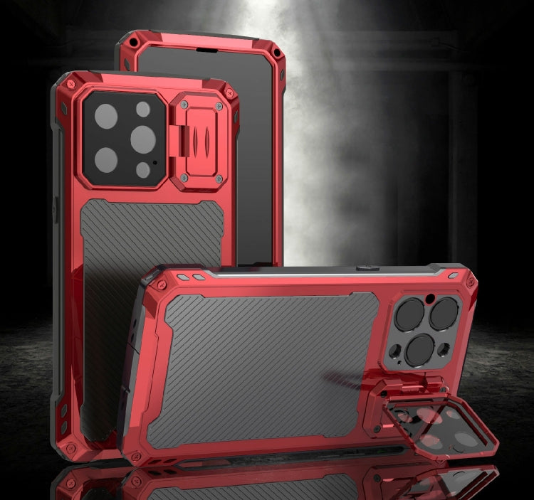 For iPhone 14 Pro RedPepper Silver Shield Series All-inclusive Lens Metal Phone Case