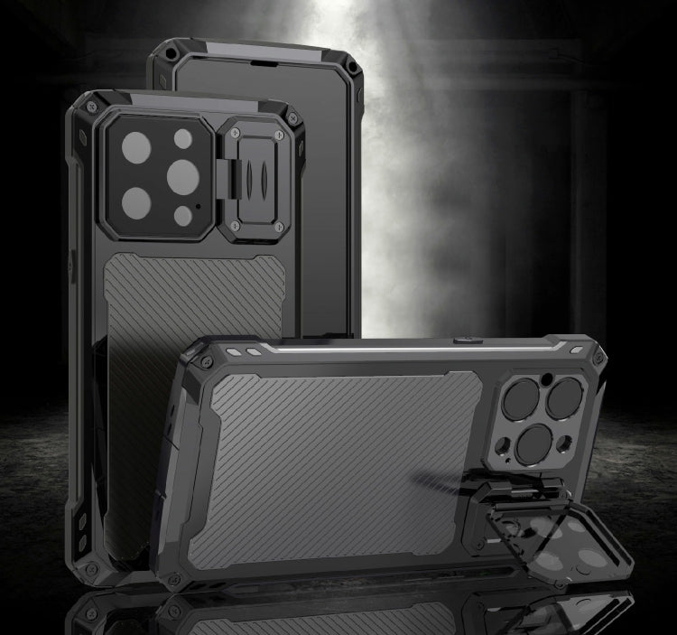 For iPhone 14 Pro Max RedPepper Silver Shield Series All-inclusive Lens Metal Phone Case
