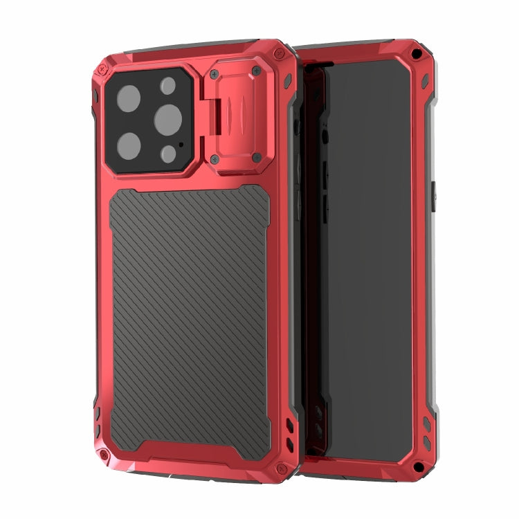 For iPhone 14 Pro Max RedPepper Silver Shield Series All-inclusive Lens Metal Phone Case
