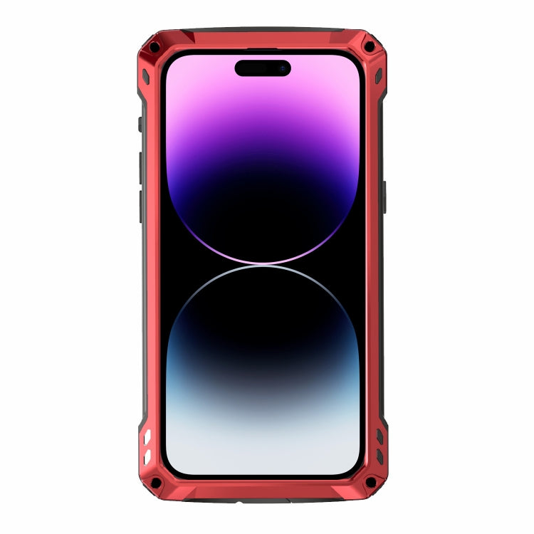 For iPhone 14 Pro Max RedPepper Silver Shield Series All-inclusive Lens Metal Phone Case
