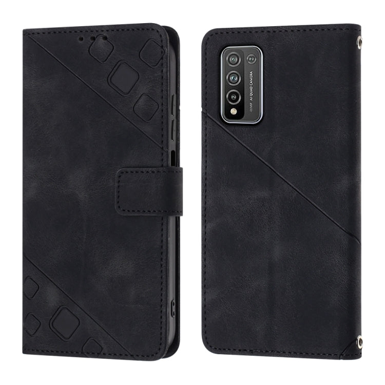 For Honor 10X Lite Skin-feel Embossed Leather Phone Case