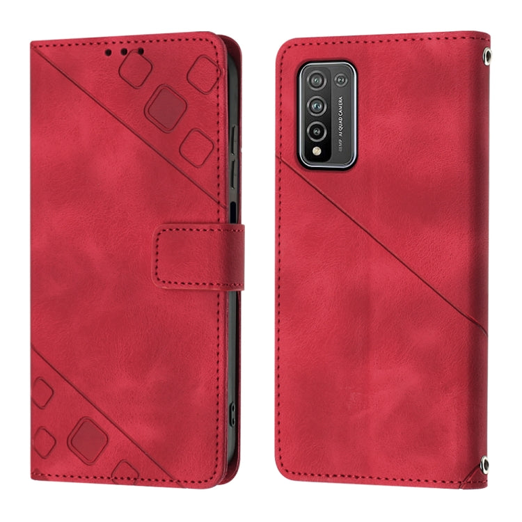 For Honor 10X Lite Skin-feel Embossed Leather Phone Case