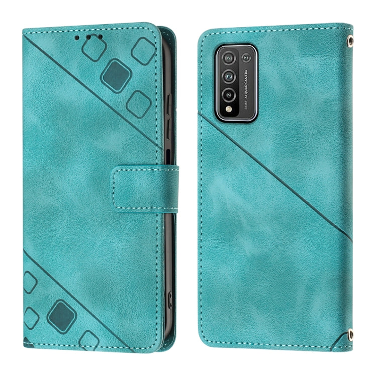 For Honor 10X Lite Skin-feel Embossed Leather Phone Case