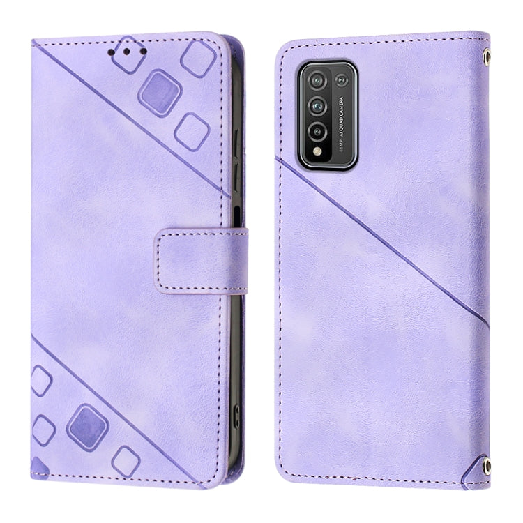 For Honor 10X Lite Skin-feel Embossed Leather Phone Case
