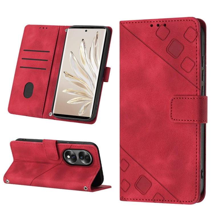 For Honor 70 Skin-feel Embossed Leather Phone Case