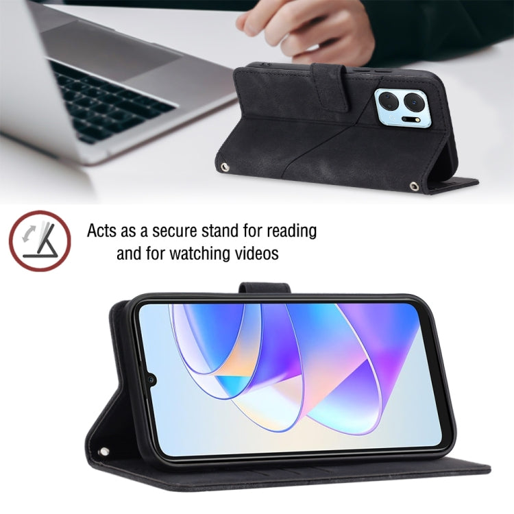 For Honor X7a 4G Global Skin-feel Embossed Leather Phone Case