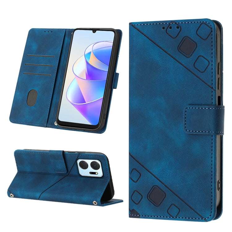 For Honor X7a 4G Global Skin-feel Embossed Leather Phone Case