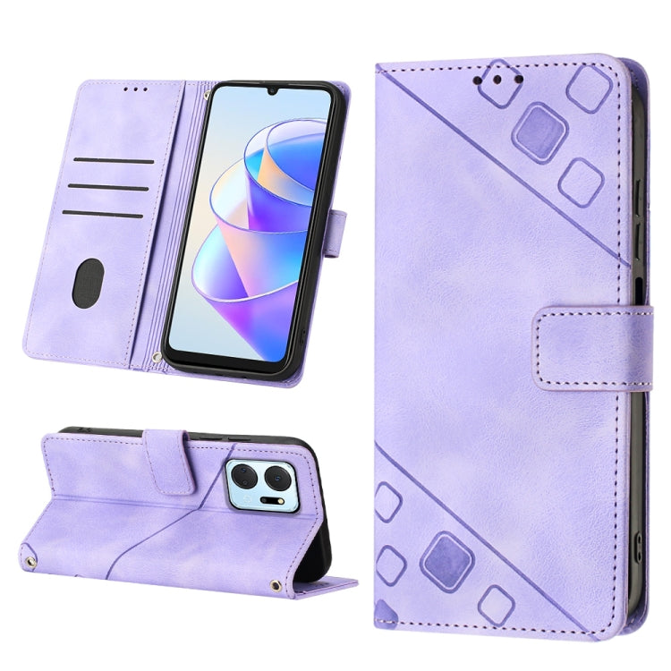 For Honor X7a 4G Global Skin-feel Embossed Leather Phone Case