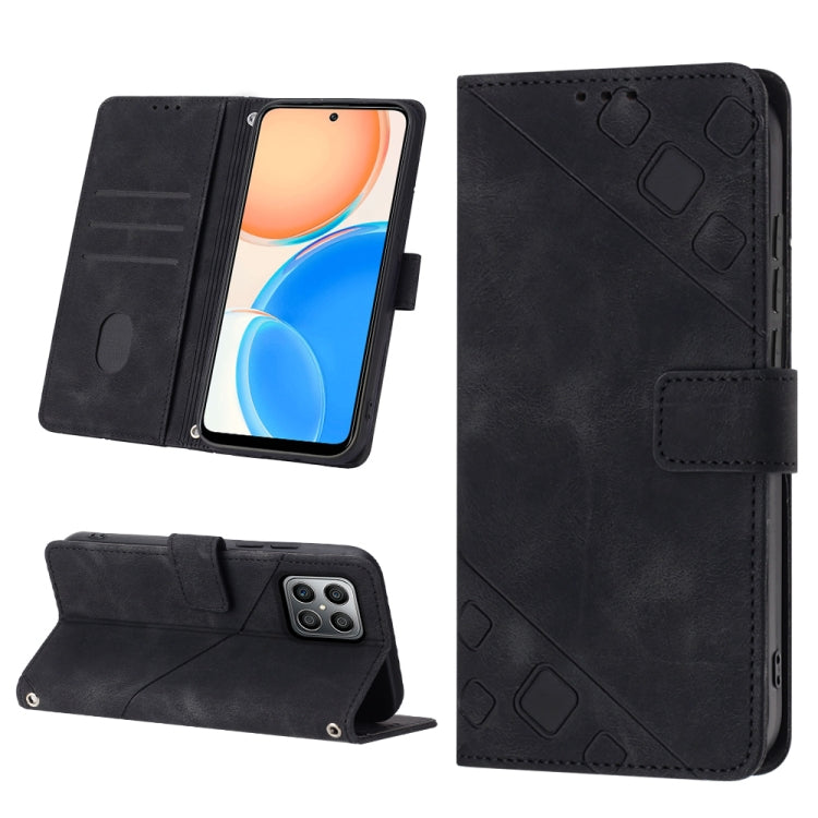 For Honor X8 4G Skin-feel Embossed Leather Phone Case