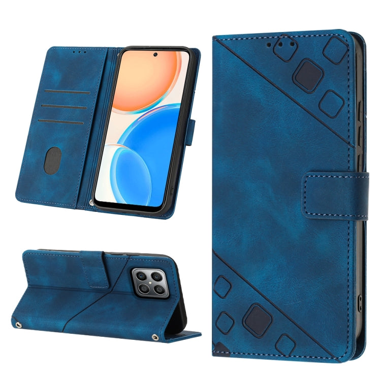 For Honor X8 4G Skin-feel Embossed Leather Phone Case