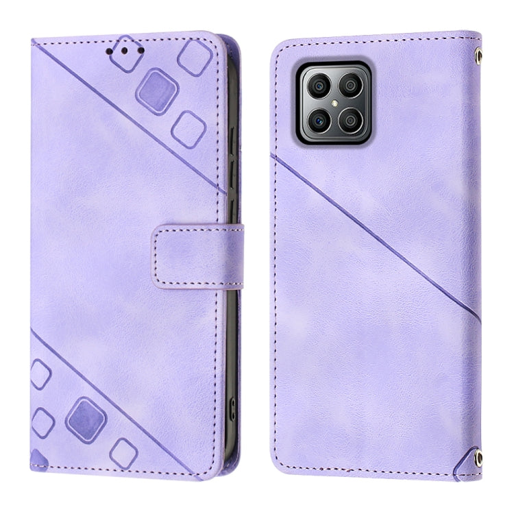 For Honor X8 4G Skin-feel Embossed Leather Phone Case