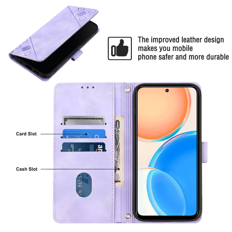 For Honor X8 4G Skin-feel Embossed Leather Phone Case