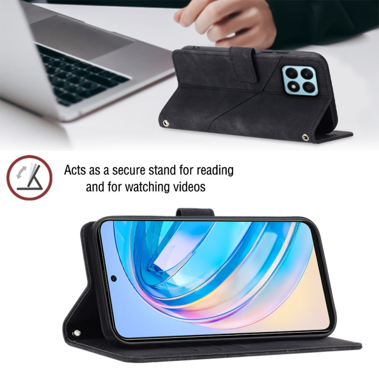 For Honor X8a 4G Global Skin-feel Embossed Leather Phone Case