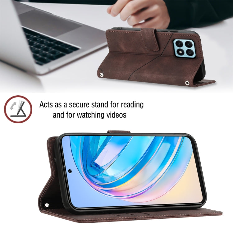 For Honor X8a 4G Global Skin-feel Embossed Leather Phone Case