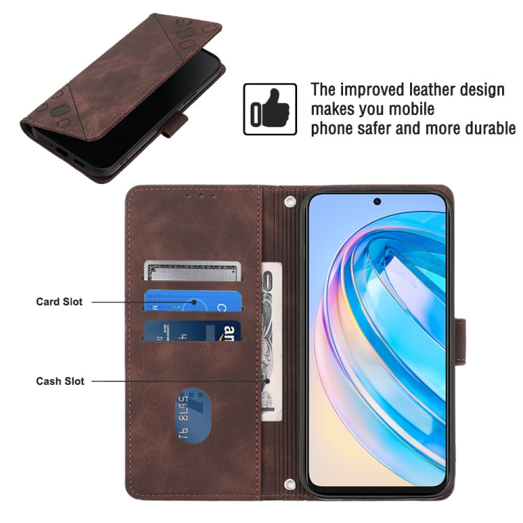 For Honor X8a 4G Global Skin-feel Embossed Leather Phone Case