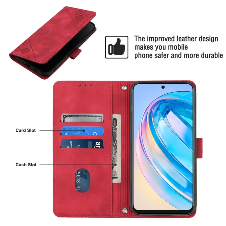 For Honor X8a 4G Global Skin-feel Embossed Leather Phone Case