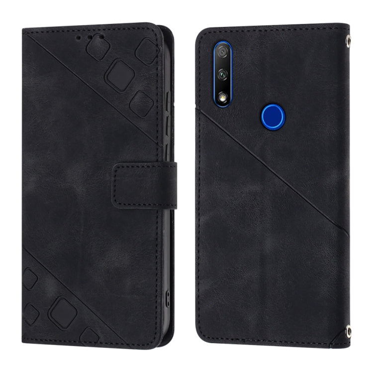 Skin-feel Embossed Leather Phone Case For Honor 9X Global/Huawei P Smart Z/Y9 Prime 2019/Enjoy 10 Plus