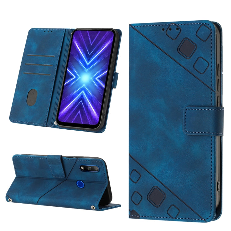 Skin-feel Embossed Leather Phone Case For Honor 9X Global/Huawei P Smart Z/Y9 Prime 2019/Enjoy 10 Plus