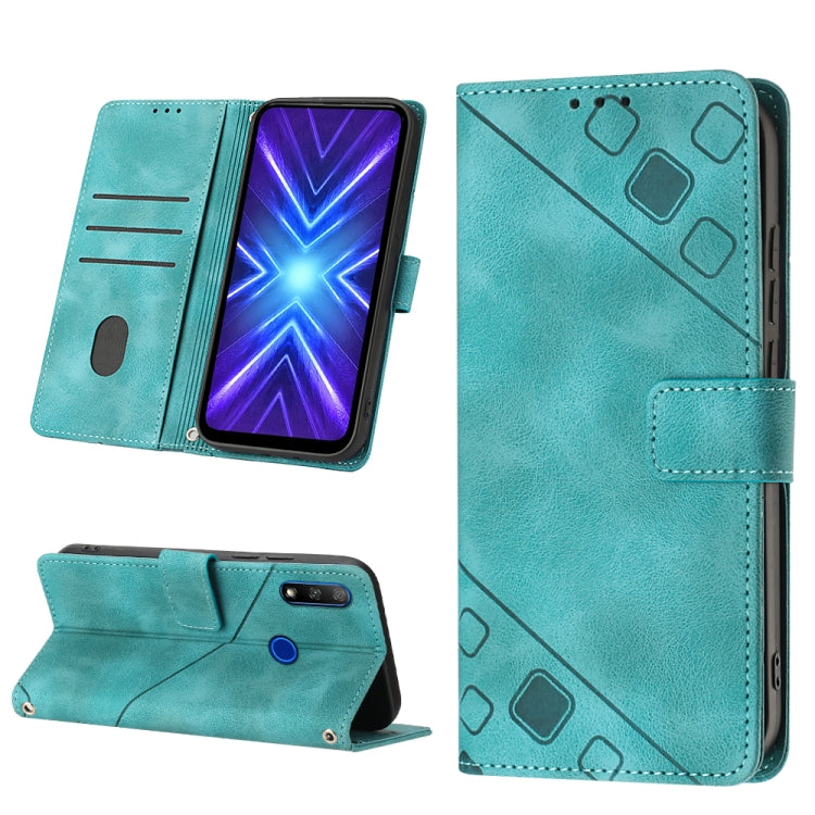 Skin-feel Embossed Leather Phone Case For Honor 9X Global/Huawei P Smart Z/Y9 Prime 2019/Enjoy 10 Plus