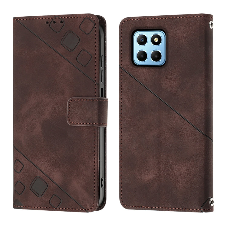 For Honor X6 / X8 5G Skin-feel Embossed Leather Phone Case