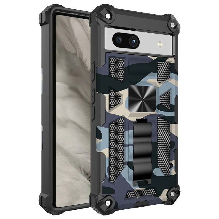 For Google Pixel 7a Camouflage Armor Kickstand TPU + PC Magnetic Phone Case