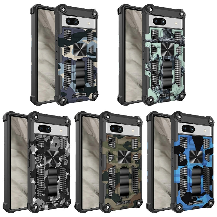 For Google Pixel 7a Camouflage Armor Kickstand TPU + PC Magnetic Phone Case