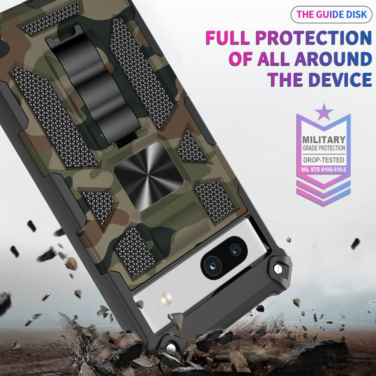 For Google Pixel 7a Camouflage Armor Kickstand TPU + PC Magnetic Phone Case