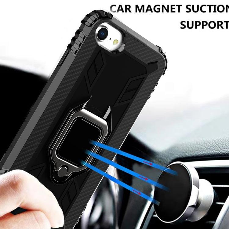 For iPhone SE 2022 / SE 2020 / 8 / 7 Carbon Fiber Protective Case with 360 Degree Rotating Ring Holder