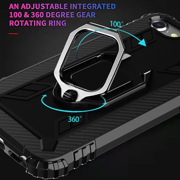 For iPhone SE 2022 / SE 2020 / 8 / 7 Carbon Fiber Protective Case with 360 Degree Rotating Ring Holder