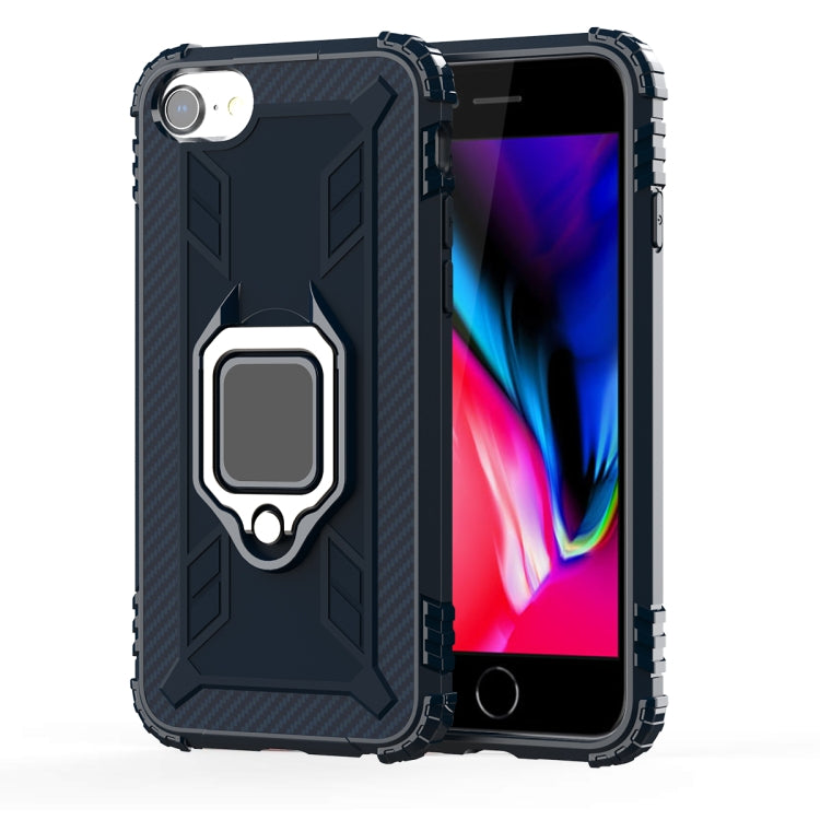 For iPhone SE 2022 / SE 2020 / 8 / 7 Carbon Fiber Protective Case with 360 Degree Rotating Ring Holder