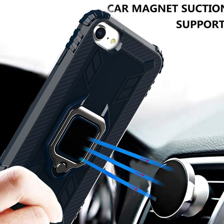 For iPhone SE 2022 / SE 2020 / 8 / 7 Carbon Fiber Protective Case with 360 Degree Rotating Ring Holder