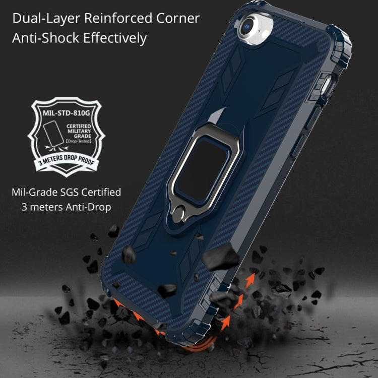 For iPhone SE 2022 / SE 2020 / 8 / 7 Carbon Fiber Protective Case with 360 Degree Rotating Ring Holder
