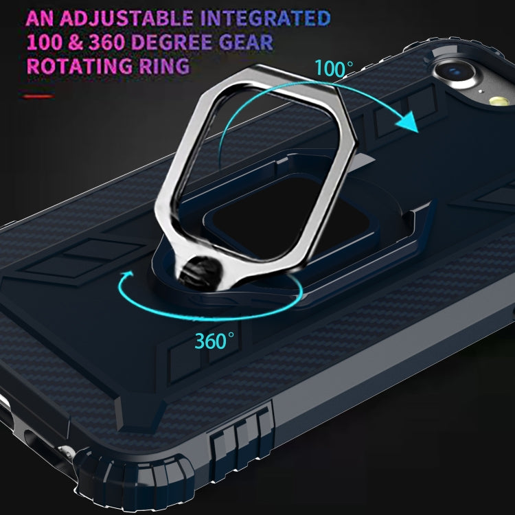 For iPhone SE 2022 / SE 2020 / 8 / 7 Carbon Fiber Protective Case with 360 Degree Rotating Ring Holder