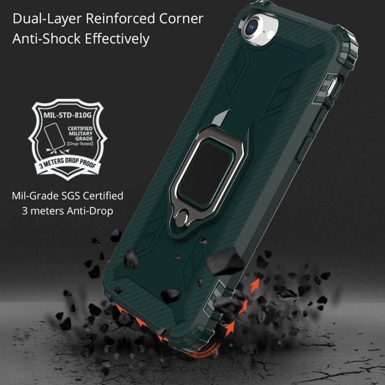 For iPhone SE 2022 / SE 2020 / 8 / 7 Carbon Fiber Protective Case with 360 Degree Rotating Ring Holder