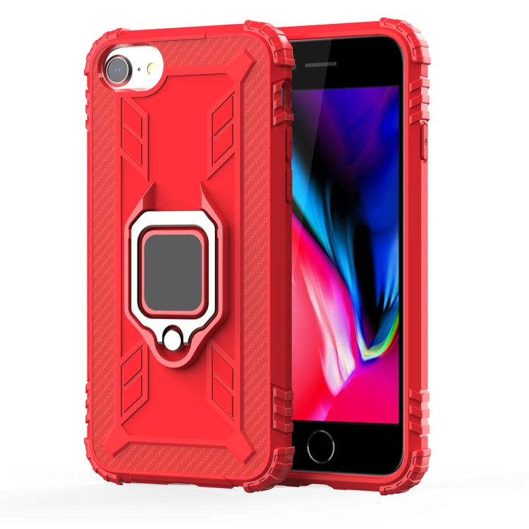 For iPhone SE 2022 / SE 2020 / 8 / 7 Carbon Fiber Protective Case with 360 Degree Rotating Ring Holder