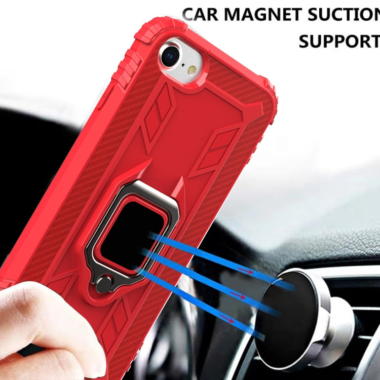 For iPhone SE 2022 / SE 2020 / 8 / 7 Carbon Fiber Protective Case with 360 Degree Rotating Ring Holder