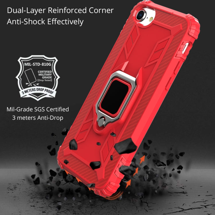 For iPhone SE 2022 / SE 2020 / 8 / 7 Carbon Fiber Protective Case with 360 Degree Rotating Ring Holder