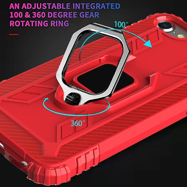 For iPhone SE 2022 / SE 2020 / 8 / 7 Carbon Fiber Protective Case with 360 Degree Rotating Ring Holder