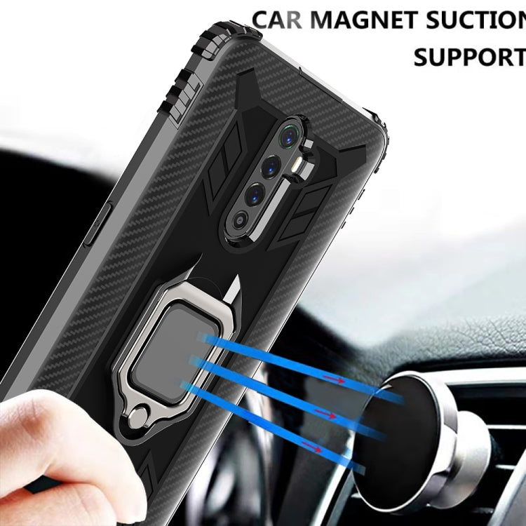 For OPPO Realme X2 Pro / Reno Ace Carbon Fiber Protective Case with 360 Degree Rotating Ring Holder