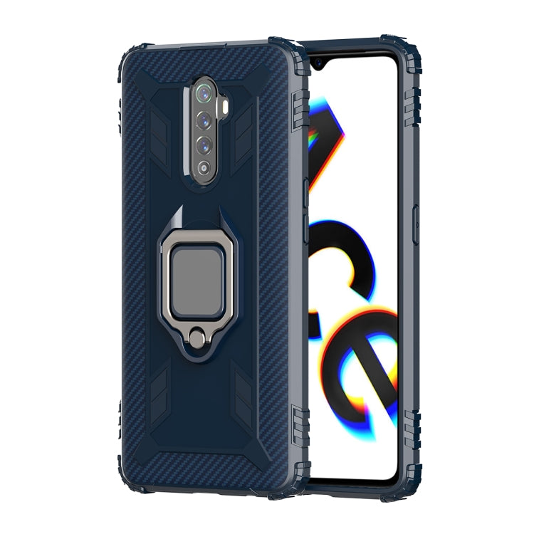 For OPPO Realme X2 Pro / Reno Ace Carbon Fiber Protective Case with 360 Degree Rotating Ring Holder