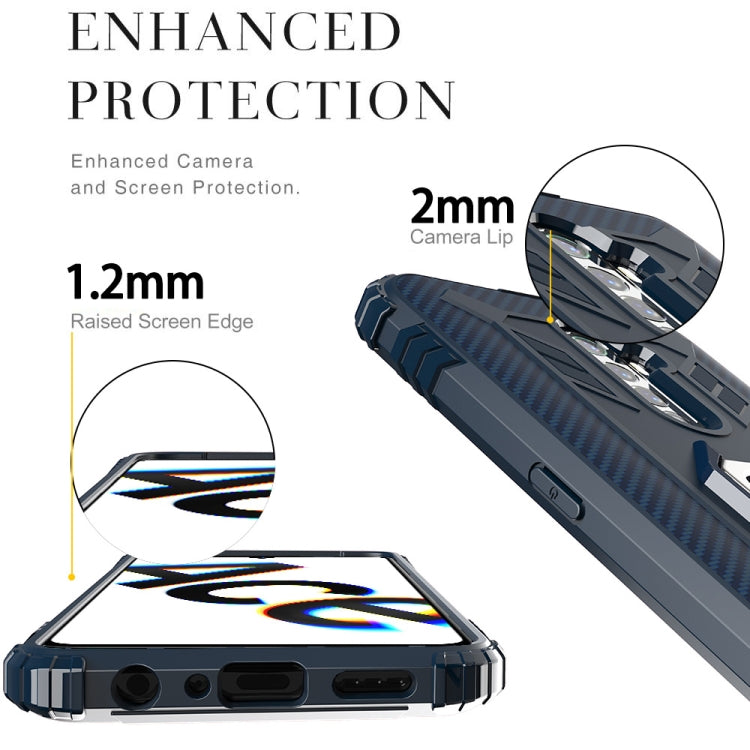 For OPPO Realme X2 Pro / Reno Ace Carbon Fiber Protective Case with 360 Degree Rotating Ring Holder