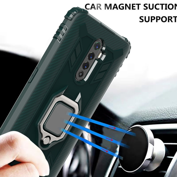 For OPPO Realme X2 Pro / Reno Ace Carbon Fiber Protective Case with 360 Degree Rotating Ring Holder